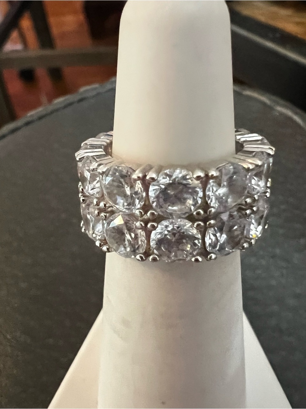 Sparkling Crystal Wide Band Ring sterling silver. It is a size 4 1/2.